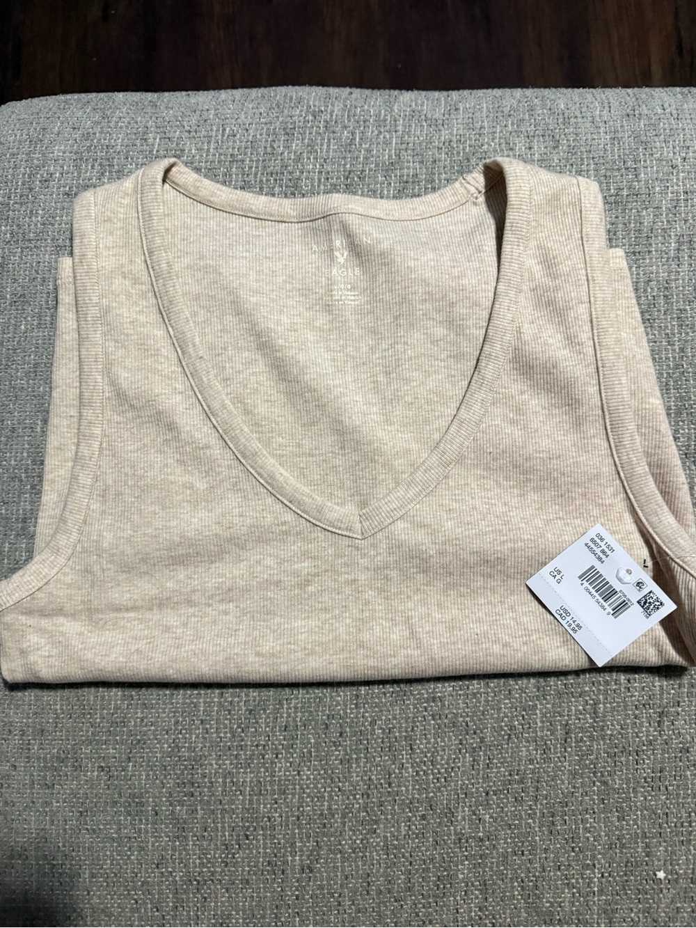 AE Ribbed V-Neck Tank Top - oatmeal